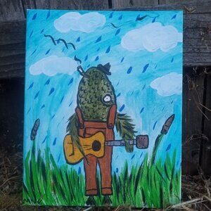 Fish Playing Guitar Painting